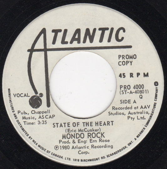 Mondo Rock : State Of The Heart (7", Promo)