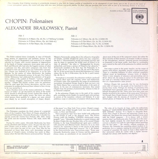 Frédéric Chopin : Alexander Brailowsky : Polonaises (LP, Mono)