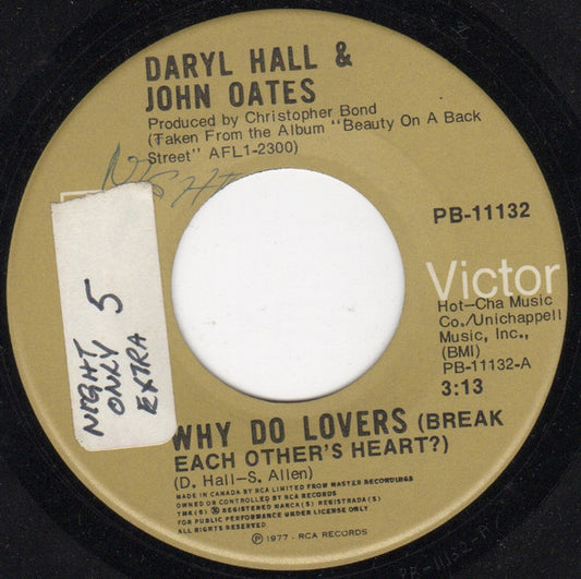 Daryl Hall & John Oates : Why Do Lovers (Break Each Other's Heart?) (7")