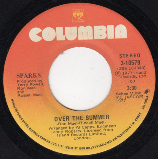 Sparks : Over The Summer (7")