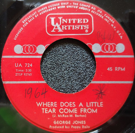 George Jones (2) : Where Does A Little Tear Come From (7", Single)