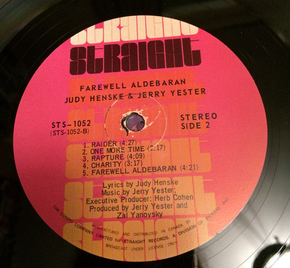 Judy Henske & Jerry Yester : Farewell Aldebaran (LP, Album)
