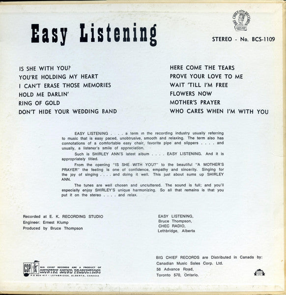 Shirley Ann : Easy Listening (LP, Album)