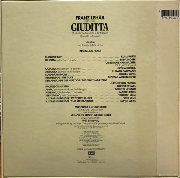 Franz Lehár, Edda Moser, Nicolai Gedda, Willi Boskovsky : Giuditta (2xLP, Box + Box)