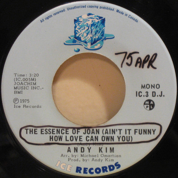 Andy Kim : The Essence Of Joan (Ain't It Funny How Love Can Own You) (7", Single, Mono, Promo)