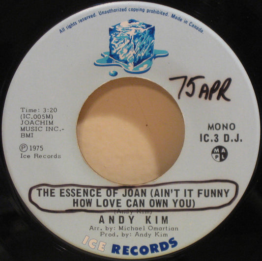 Andy Kim : The Essence Of Joan (Ain't It Funny How Love Can Own You) (7", Single, Mono, Promo)