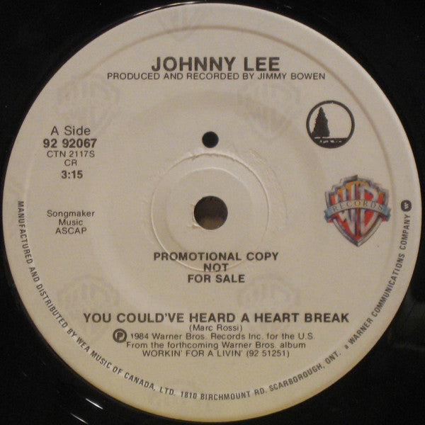 Johnny Lee (3) : You Could've Heard A Heart Break (7", Single, Promo)