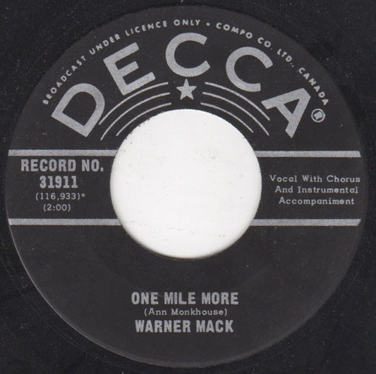Warner Mack : One Mile More (7", Single)