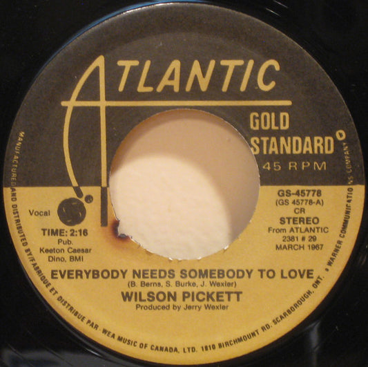 Wilson Pickett : Everybody Needs Somebody To Love / Funky Broadway (7", Single)