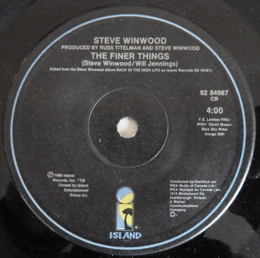 Steve Winwood : The Finer Things (7", Single, Sol)