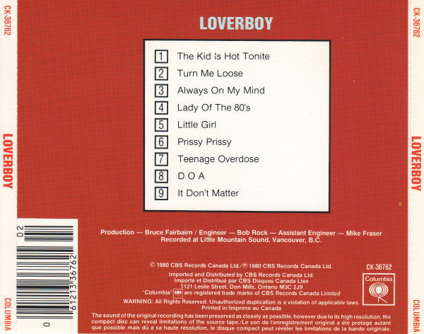 Loverboy : Loverboy (CD, Album, RE)