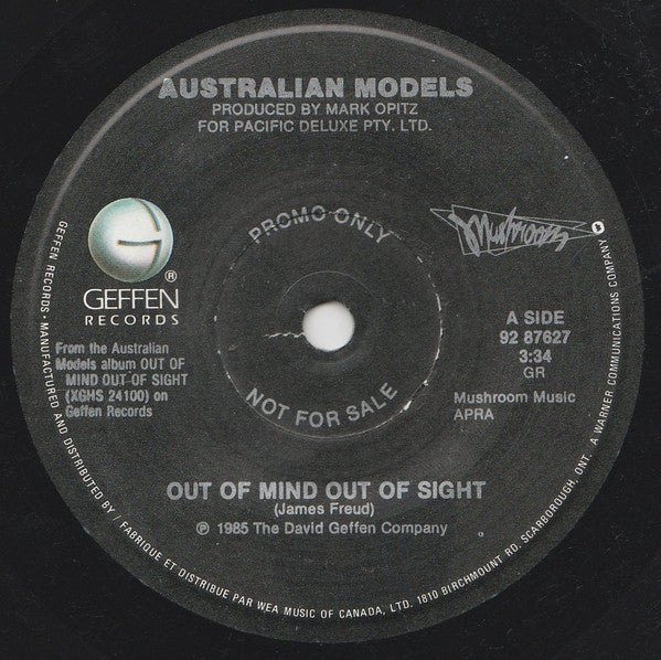 Models (2) : Out Of Mind Out Of Sight (7", Single, Promo, Sol)