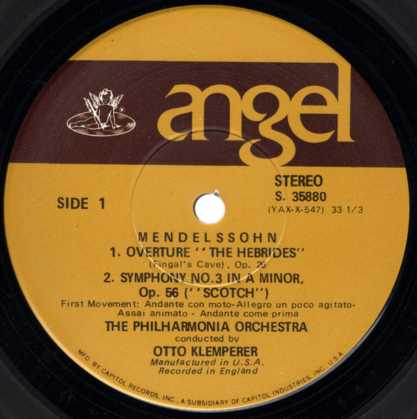 Mendelssohn*, Klemperer*, Philharmonia Orchestra : Symphony No. 3 "Scotch" / Hebrides Overture (LP)
