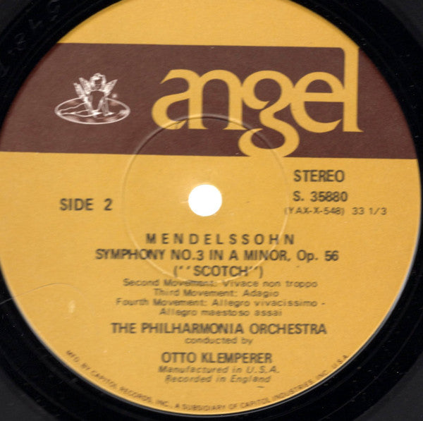 Mendelssohn*, Klemperer*, Philharmonia Orchestra : Symphony No. 3 "Scotch" / Hebrides Overture (LP)