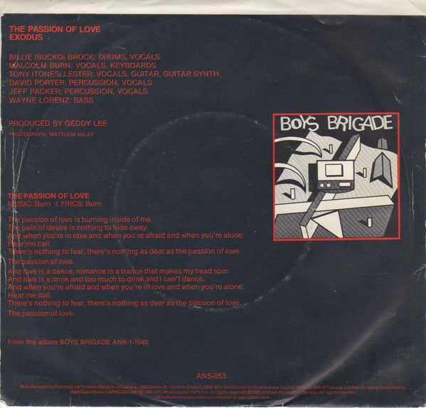 Boys Brigade : The Passion Of Love (7", Single)