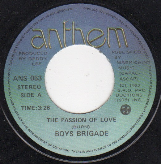 Boys Brigade : The Passion Of Love (7", Single)
