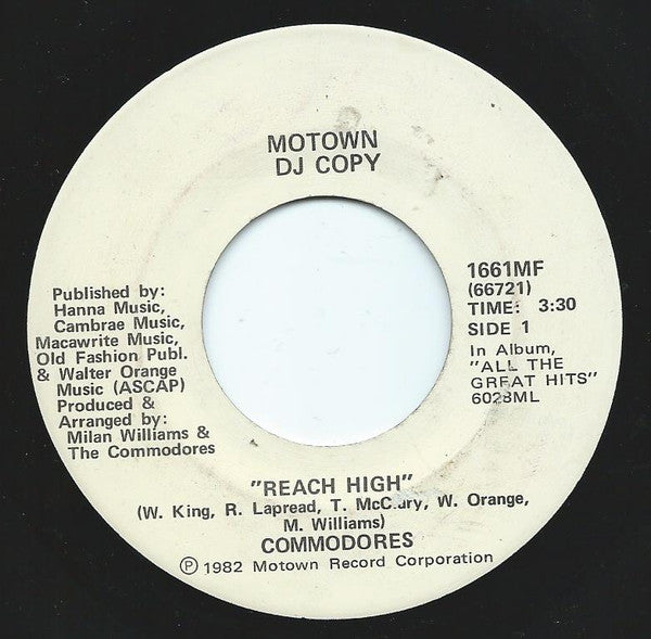 Commodores : Reach High (7", Single, Promo)