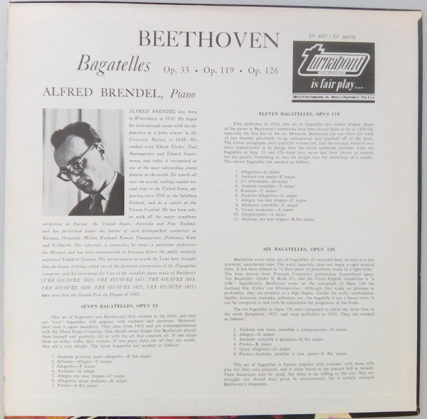 Ludwig Van Beethoven, Alfred Brendel : Bagatelles Op. 33 · Op. 119 · Op. 126 (LP)