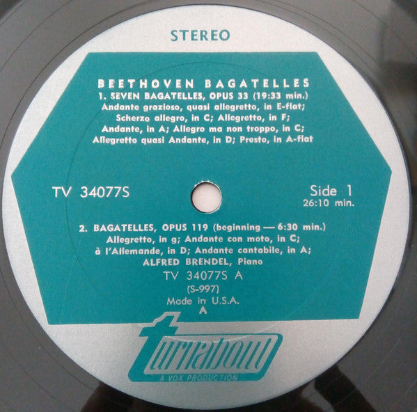 Ludwig Van Beethoven, Alfred Brendel : Bagatelles Op. 33 · Op. 119 · Op. 126 (LP)