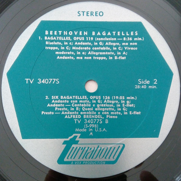Ludwig Van Beethoven, Alfred Brendel : Bagatelles Op. 33 · Op. 119 · Op. 126 (LP)
