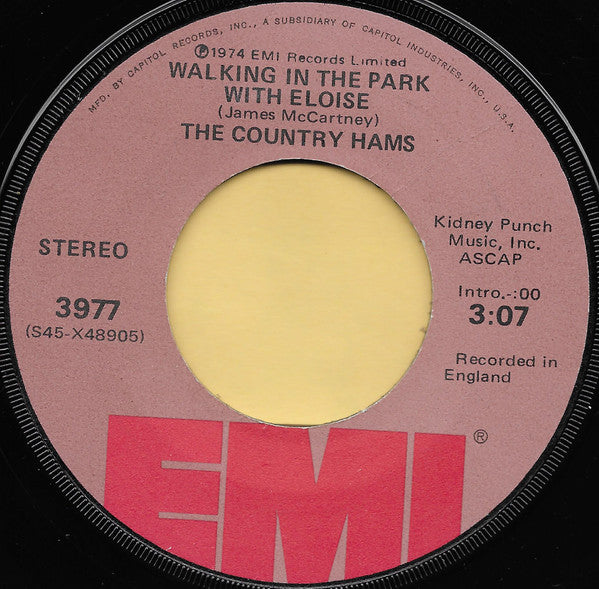 The Country Hams : Walking In The Park With Eloise (7", Single, Win)