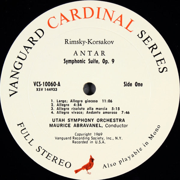 Nikolai Rimsky-Korsakov, Mikhail Ippolitov-Ivanov, Reinhold Glière - Maurice de Abravanel, Utah Symphony Orchestra : Antar Symphonic Suite, Op. 9 / Caucasian Sketches, Op. 10 / Russian Sailors' Dance (LP)