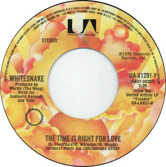 Whitesnake : The Time Is Right For Love (7", Single)