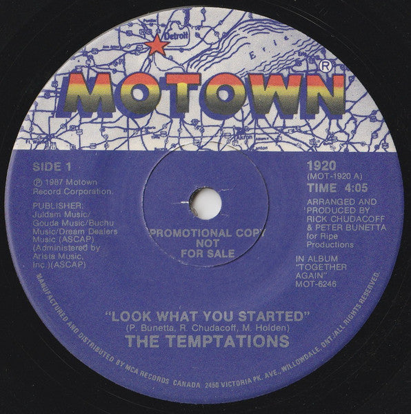 The Temptations : Look What You Started (7", Single, Promo, Sol)