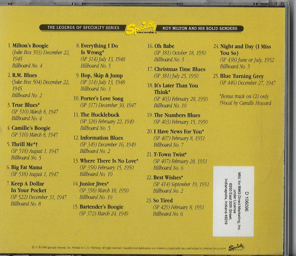 Roy Milton & His Solid Senders : Roy Milton & His Solid Senders (CD, Comp, Club)