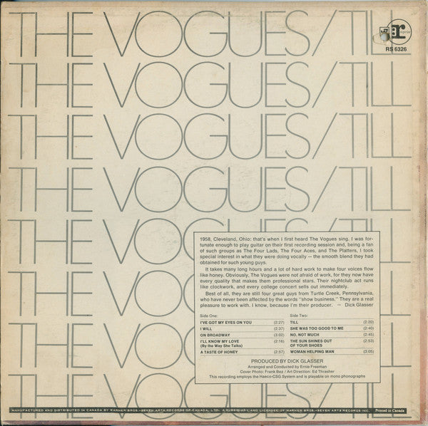 The Vogues : Till (LP, Album)