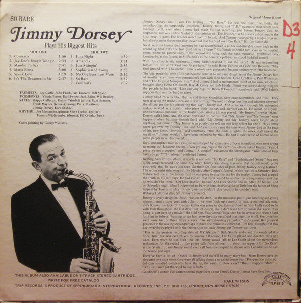 Jimmy Dorsey : Plays His Biggest Hits (LP, Comp, Mono)