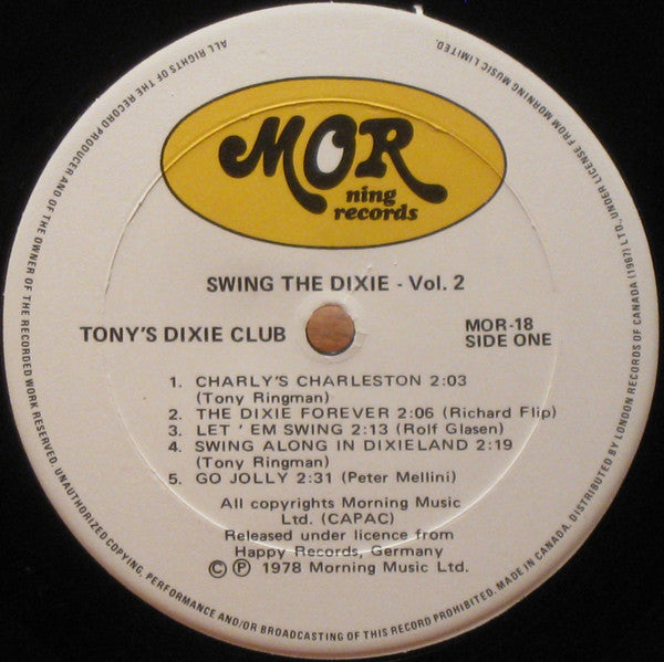 Tony's Dixie Club : Swing The Dixie Vol. 2 (LP, Album)