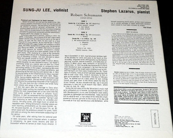 Sung-ju Lee, Stephen Lazarus : Schumann - Two Sonatas (LP, Album)