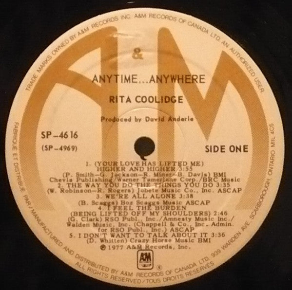 Rita Coolidge : Anytime...Anywhere (LP, Album)