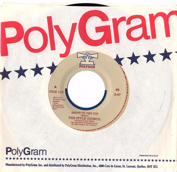 The Style Council : Shout To The Top (7", Single)