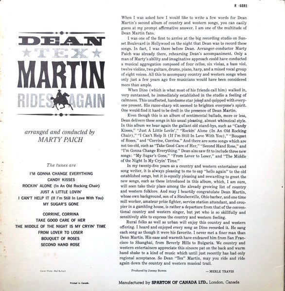 Dean Martin : Rides Again (LP, Mono)