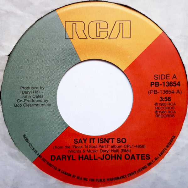 Daryl Hall & John Oates : Say It Isn't So (7", Single)