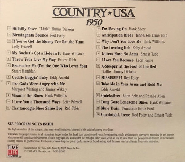 Various : Country USA 1950 (CD, Comp, RM)