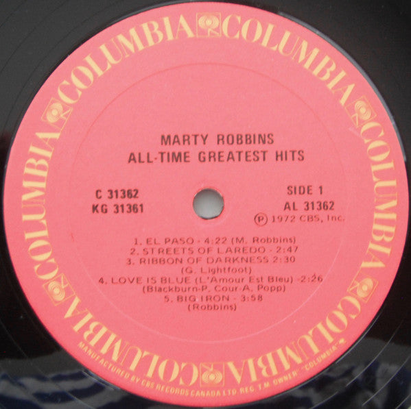 Marty Robbins : Marty Robbins' All-Time Greatest Hits (2xLP, Comp, RE, Gat)