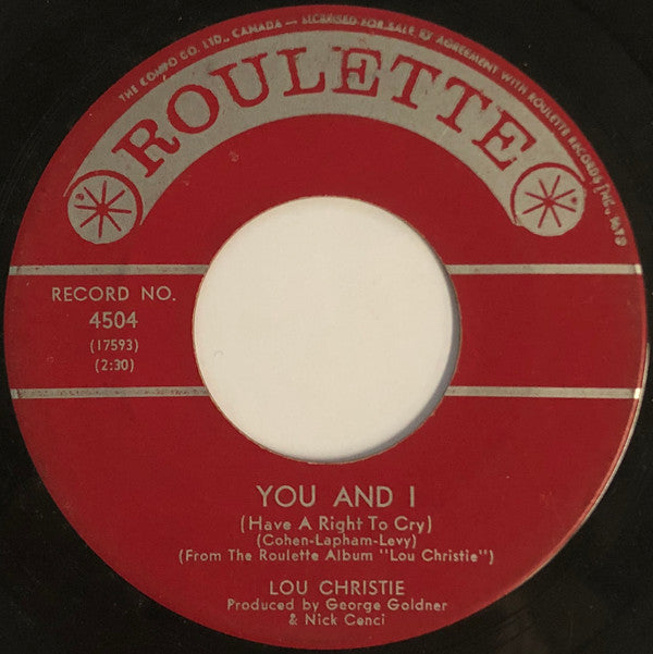 Lou Christie : How Many Teardrops  (7")