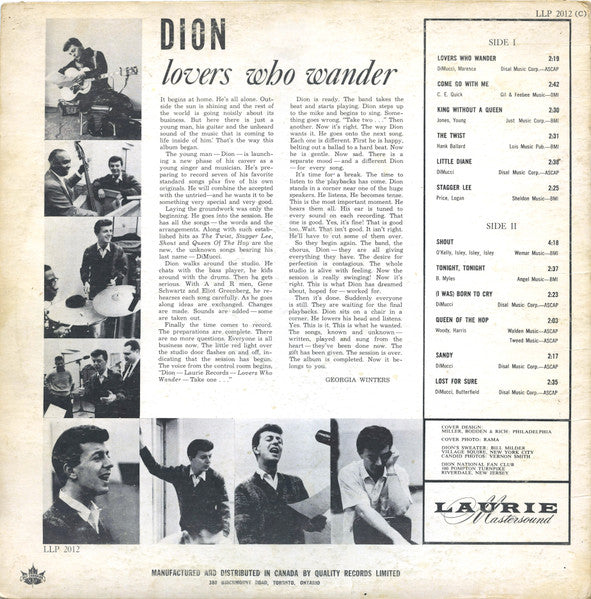 Dion (3) : Lovers Who Wander (LP, Album, Mono)