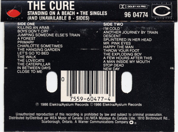 The Cure : Standing On A Beach • The Singles (And Unavailable B-Sides) (Cass, Comp, M/Print, RP, Dol)