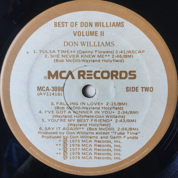 Don Williams (2) : The Best Of Don Williams, Volume II (LP, Comp)