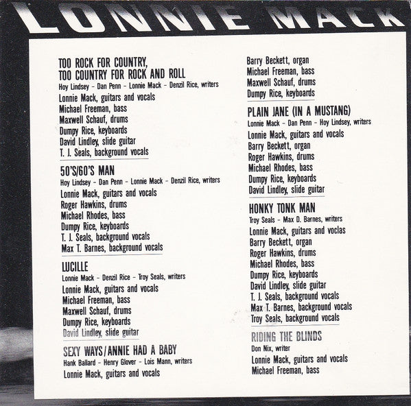 Lonnie Mack : Roadhouses And Dancehalls (CD, Album)
