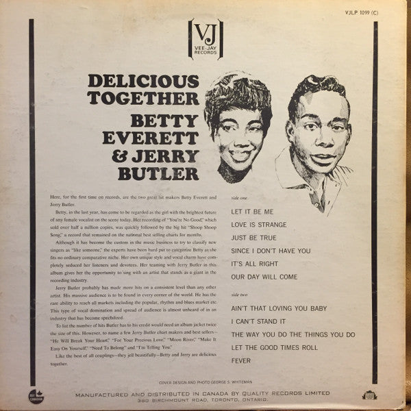 Betty Everett & Jerry Butler : Delicious Together (LP, Album, Mono)