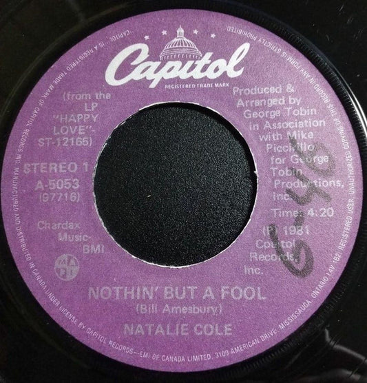 Natalie Cole : Nothin´ But A Fool (7", Single)
