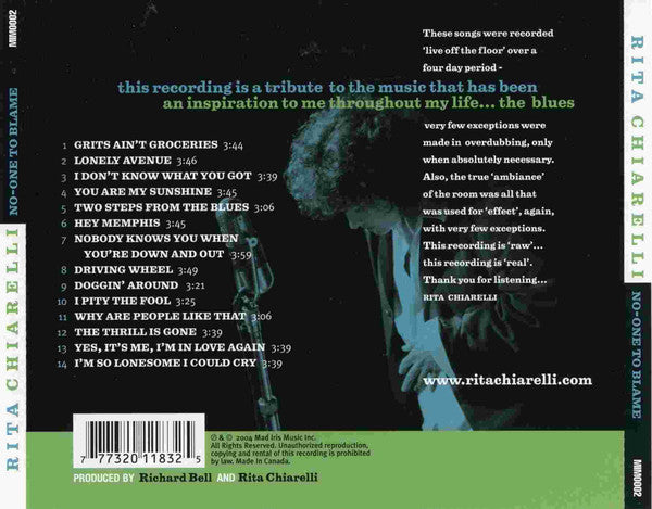 Rita Chiarelli : No-One To Blame (CD, Album)