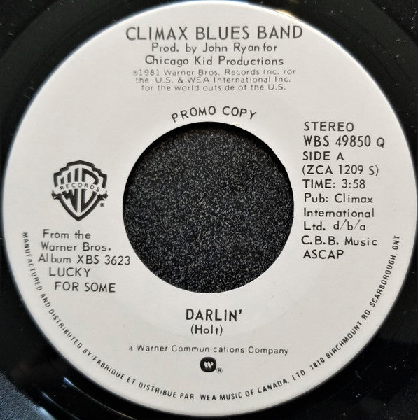 Climax Blues Band : Darlin' / This Time You're The Singer (7", Promo)
