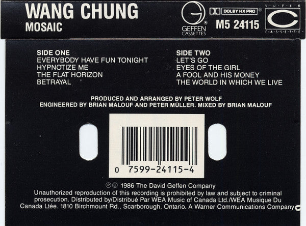 Wang Chung : Mosaic (Cass, Album, Dol)