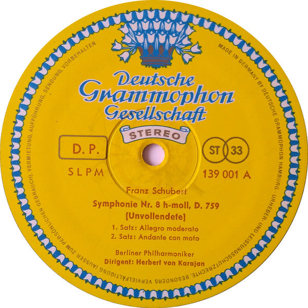 Schubert* / Beethoven* : Berliner Philharmoniker Conducted by Herbert von Karajan : Symphonie Nr. 8 »Unvollendete« / Fidelio · Leonore III · Coriolan (Ouvertüren) (LP)